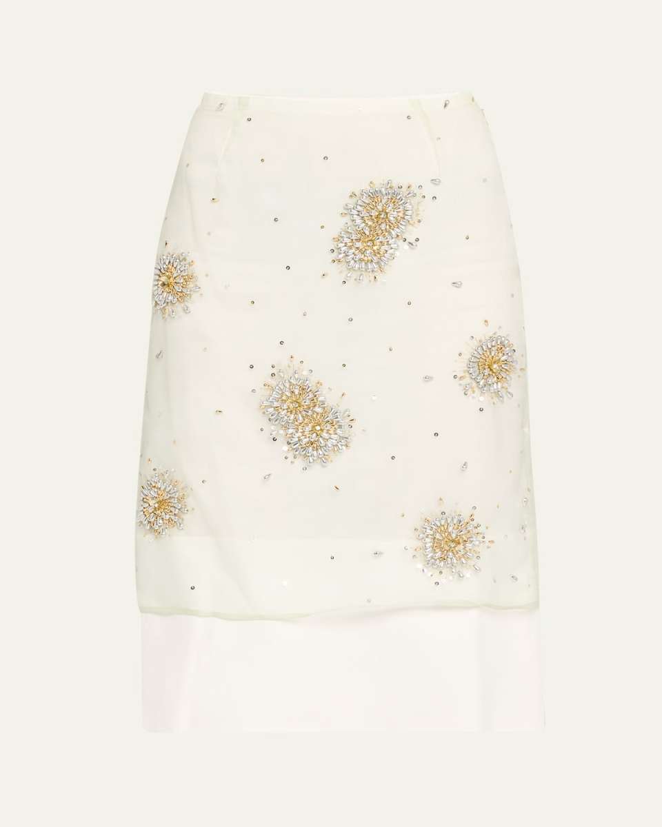 Beaded Organza Triumph Midi Skirt